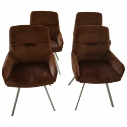 4er-Set Greta Stoff Dubai Kupfer Braun Gestell Edelstahloptik mit Drehfunktion