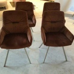 4er-Set Greta Stoff Dubai Kupfer Braun Gestell Edelstahloptik mit Drehfunktion