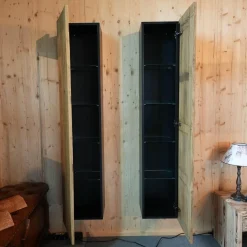 2er-Set Hängeschrank NDE 3 Eiche Recyceltes Altholz Korpus Schwarz