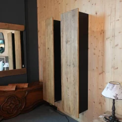 2er-Set Hängeschrank NDE 3 Eiche Recyceltes Altholz Korpus Schwarz