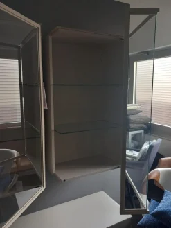 2er-Set Hängeschränke Cubo Glas Farbe Glattlack Kaschmir Grau Beige