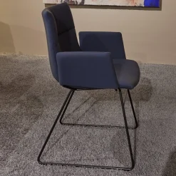 6er-Set Kufenstuhl Mit Armlehnen Marel Stoff Steelcut Trio 3 Braunblau Gestell Metall Schwarz