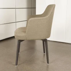 4er-Set Leda Stühle Stoffbezug Ernest 344 Beige mit Armlehnen