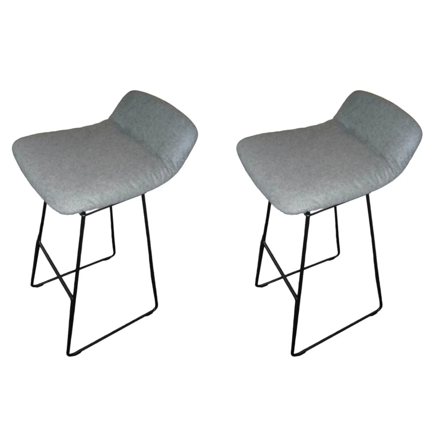 2er-Set Leya Barstool Low Grauer Loden Filigranes Drahtgestell
