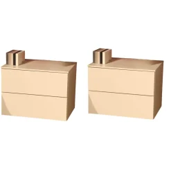 2er-Set Nachtkommode Miria Glattlack 419 Blütenweiß Zargen 023 Birke Sahara Mit Push Beschlag