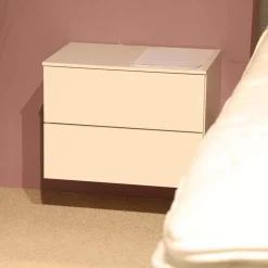 2er-Set Nachtkommode Miria Glattlack 419 Blütenweiß Zargen 023 Birke Sahara Mit Push Beschlag