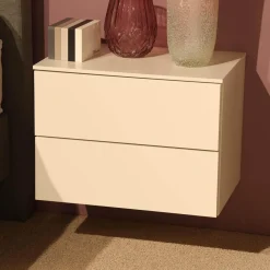 2er-Set Nachtkommode Miria Glattlack 419 Blütenweiß Zargen 023 Birke Sahara Mit Push Beschlag