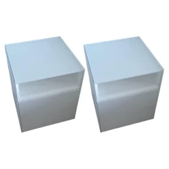 2er-Set Nachtkästchen Nachttisch Cube Light Lack Schneeweiß M03