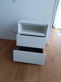 2er-Set Nachtkästchen Nachttisch Cube Light Lack Schneeweiß M03