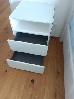 2er-Set Nachtkästchen Nachttisch Cube Light Lack Schneeweiß M03