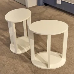 2er-Set Nachttisch Daphne Oval Lack Matt Weiß