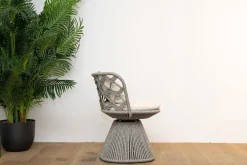 4er-Set Outdoorstuhl Flair Bezug Stoff Lilia Weiß Geflecht Taubengrau Gestell Tortora Lackiert