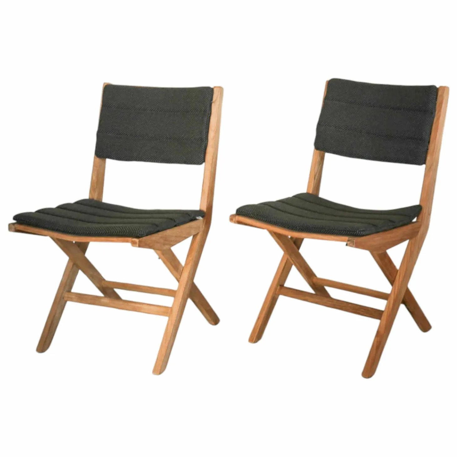 2er-Set Outdoor-Stuhl Flip In Teak Inkl. Sitz-und Rückenkissen Farbe Cane-Line Focus Dunkelgrau Stühle Klappbar