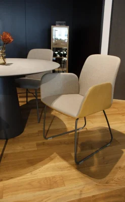 4er-Set S1000 Stoff 4702 Graubeige Leder 4104 Senf