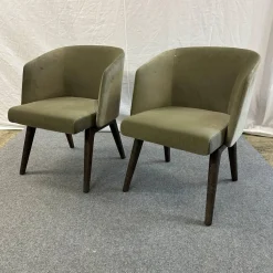 2er-Set Sessel Creed Lounge Stoff Hunt 08 Fumo Grün Beine Sucupira Massiv Nerzfarbig Getönt Schwarz