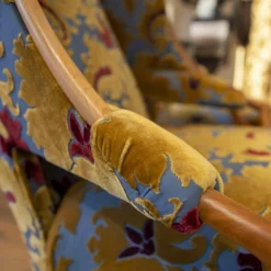 2er-Set Sessel Retrostoff Mehrfarbig Gelb Blau Rot mit Rosshaarfüllung