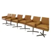 6er-Set Sessel Ricardo Leder Kenia Cognac Braun Drehgestell Edelstahl Matt Mit Gleiterstopfen