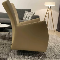 2er-Set Sessel Windy Leder Elmosoft 02119 Beige mit Chromfüßen