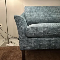 2er-Set Sofa Saloni BW135 Stoff Taylor BW1771 252 Blau Füße Wengefarbig Gebeizt Inklusive Nackenkissen