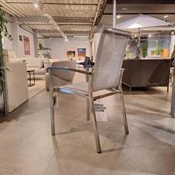 8er-Set Stapelsessel Evoee Bezug Textilen Silber Gestell Edelstahl Armlehnen Aluminium Anthrazit