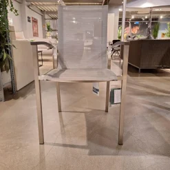 8er-Set Stapelsessel Evoee Bezug Textilen Silber Gestell Edelstahl Armlehnen Aluminium Anthrazit