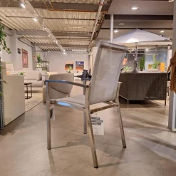 8er-Set Stapelsessel Evoee Bezug Textilen Silber Gestell Edelstahl Armlehnen Aluminium Anthrazit