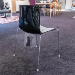 2er-Set Stühle Catifa 46 Schwarz Vierfussgestell Chrom mit Schale Zweifarbig PO00209 Schwarz/Weiß