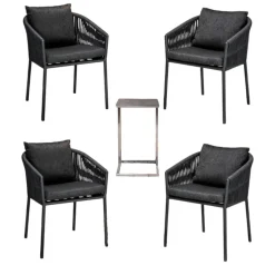 4er-Set Stühle Gabon Anthrazit Dunkelgrau Alu Charcoal