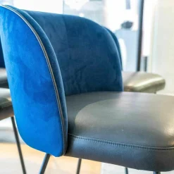 4er-Set Stühle Gaia Leder Loft Vulcano 270 Stoff Seven Navy Blau