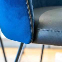 4er-Set Stühle Gaia Leder Loft Vulcano 270 Stoff Seven Navy Blau