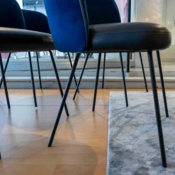 4er-Set Stühle Gaia Leder Loft Vulcano 270 Stoff Seven Navy Blau