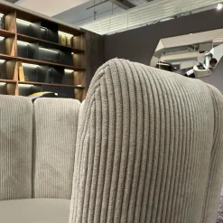 6er-Set Stühle Gaia Lehne Stoff Lisboa Weiß Sitzfläche Leder Grau Creme Rundrohr Schwarz