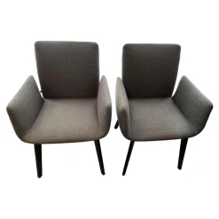 2er-Set Stühle Jalis Stoff 7145 Taupe Grau Gestell Massivholz Schwarz Geölt