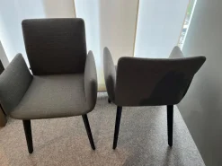 2er-Set Stühle Jalis Stoff 7145 Taupe Grau Gestell Massivholz Schwarz Geölt