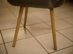 2er-Set Stühle Kasaar Bezug Leder Genua 1295 Gallit Grau Gedrehtes Holzgestell Eiche Puro Geölt Mit Fiilzgleiter