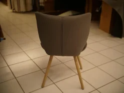 2er-Set Stühle Kasaar Bezug Leder Genua 1295 Gallit Grau Gedrehtes Holzgestell Eiche Puro Geölt Mit Fiilzgleiter