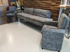 2er-Set Stühle mit Bank WK790/791 Stoff B3094 Basalt Grau