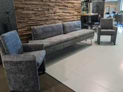 2er-Set Stühle mit Bank WK790/791 Stoff B3094 Basalt Grau