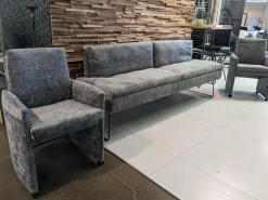 2er-Set Stühle mit Bank WK790/791 Stoff B3094 Basalt Grau