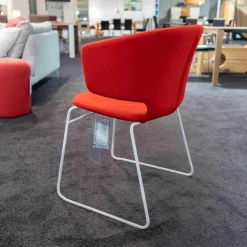 2er-Set Stühle Taormina Bezug B Weiss Tonus Rot 130/A019 KN10 Kufengestell Stahl Lackierter