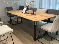 5er-Set Stühle Und Bank Swing Light Stoff Privileg 3 Und 4 Grau Beige Gestell Stahl Braun Brüniert