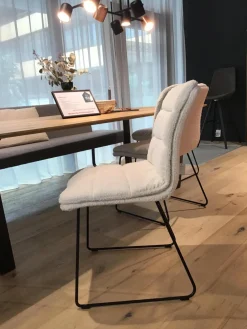 5er-Set Stühle Und Bank Swing Light Stoff Privileg 3 Und 4 Grau Beige Gestell Stahl Braun Brüniert