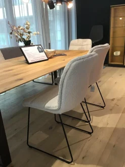 5er-Set Stühle Und Bank Swing Light Stoff Privileg 3 Und 4 Grau Beige Gestell Stahl Braun Brüniert