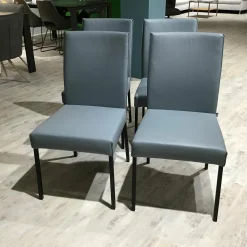 6er-Set STU 652 STU 651 Leder 60.515 Blaugrau Gestell Schwarz