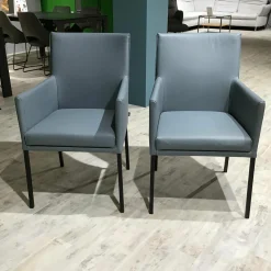 6er-Set STU 652 STU 651 Leder 60.515 Blaugrau Gestell Schwarz