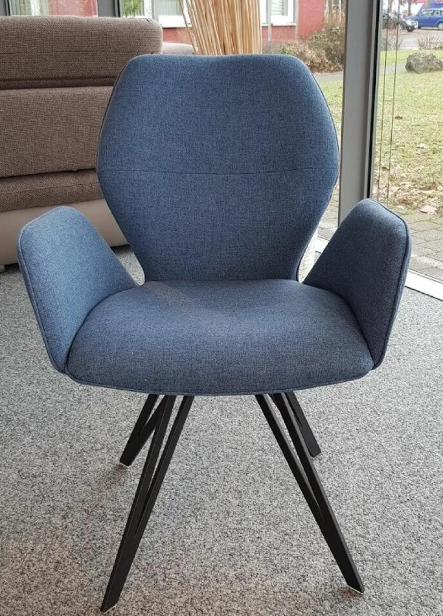 6er-Set Stuhl 013319 Merlot Stoff Venice Silver Grau Blau Gestell Eisen Schwarz