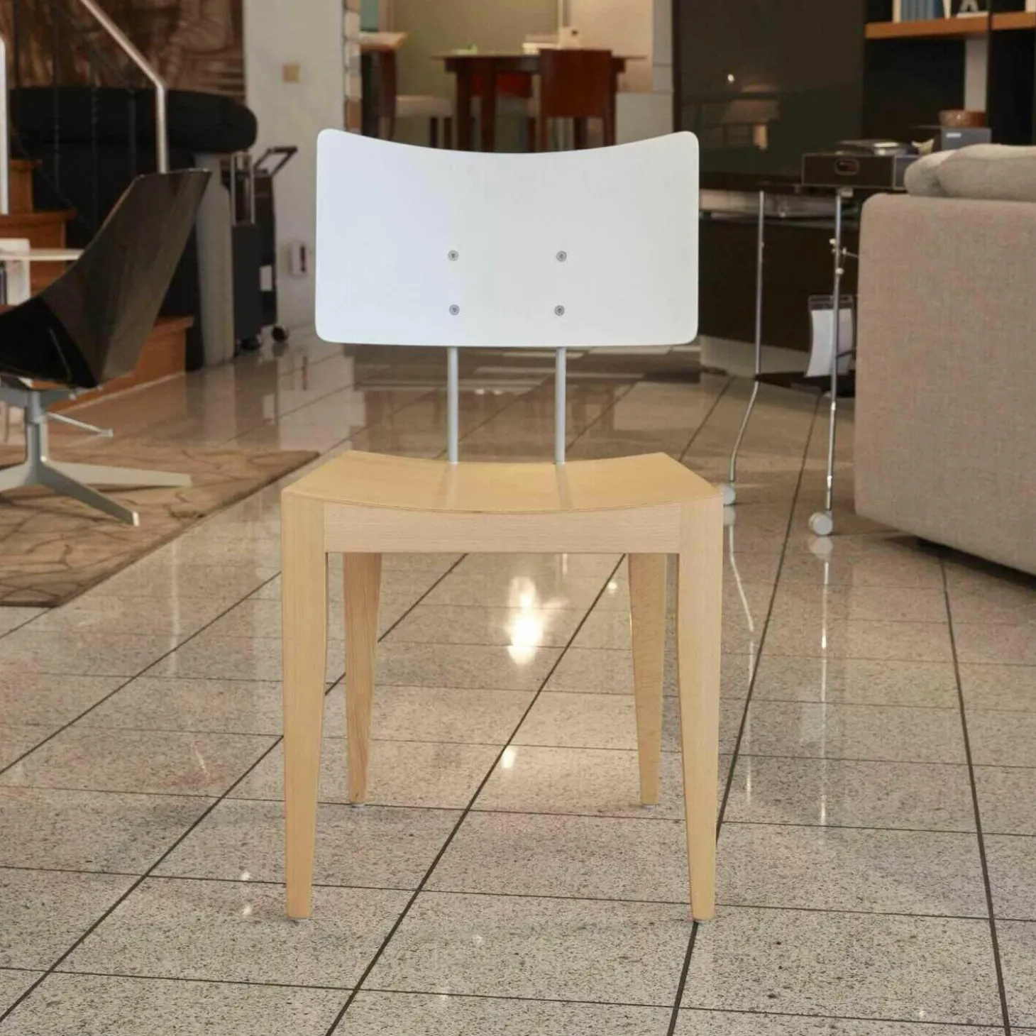 4er-Set Stuhl 711-25 Sitz Sperrholz Buche Rücken Edelstahl