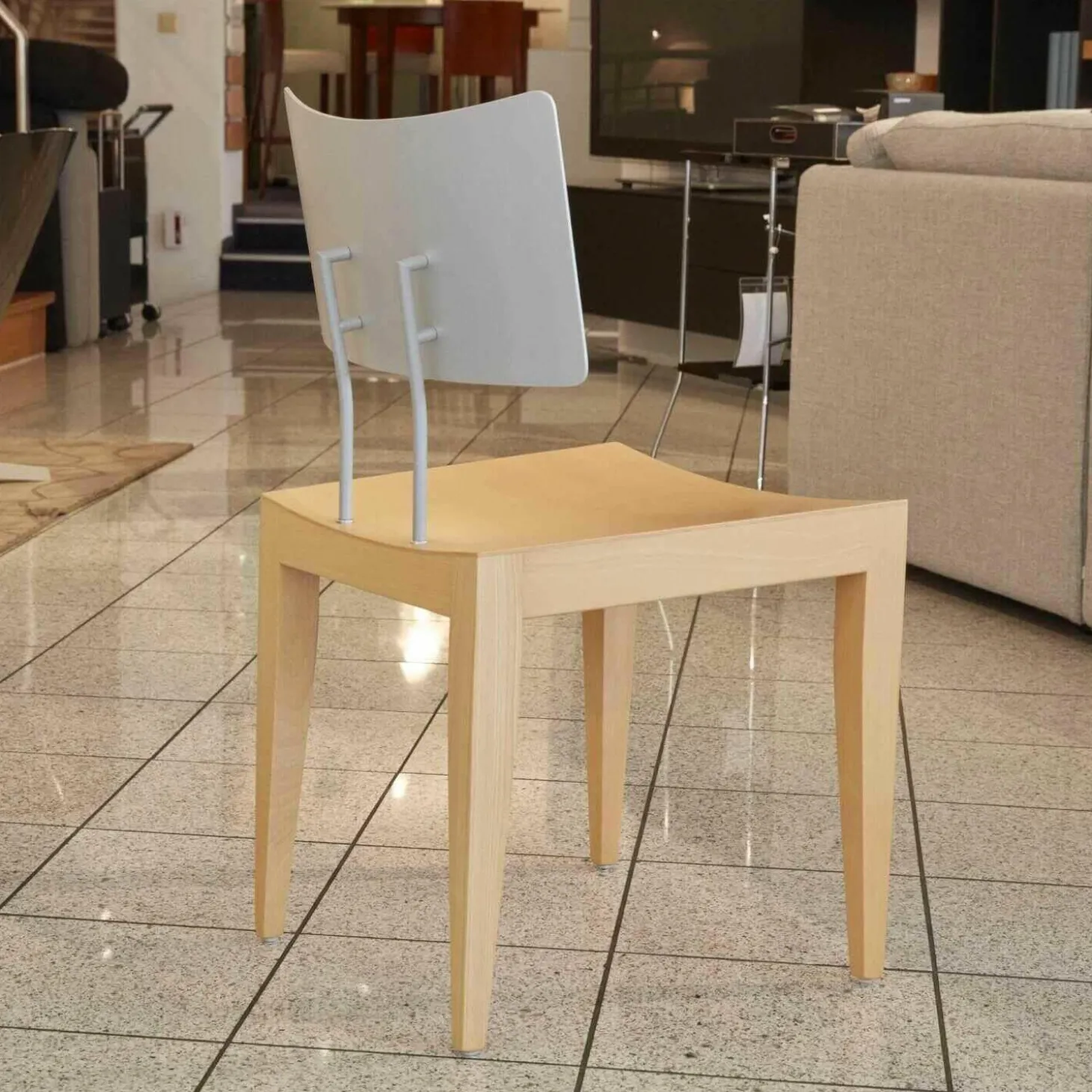 4er-Set Stuhl 711-25 Sitz Sperrholz Buche Rücken Edelstahl