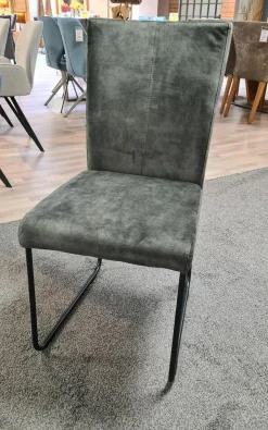 6er-Set Stuhl 4110 Stoff Almeida Hunter Grün-Grau Kufe Schwarz Pulverbeschichtet