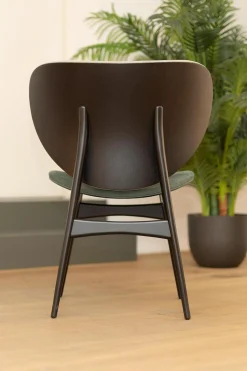 2er-Set Stuhl Alma Bezug Leder Kashmir Sitz Petrol Blau Rücken Mousse Grau Füße Schwarz Lack